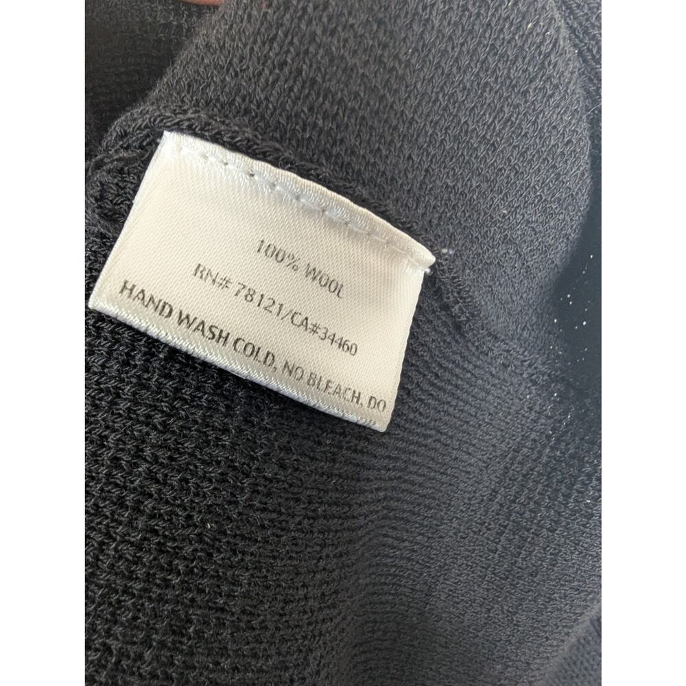 Eileen Fisher Black Minimalist Wool Asymmetrical Button Mock Neck Jacket - Picture 7 of 10